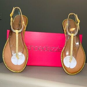 Shoedazzle Polly Sandals - Yellow/Gold 7M